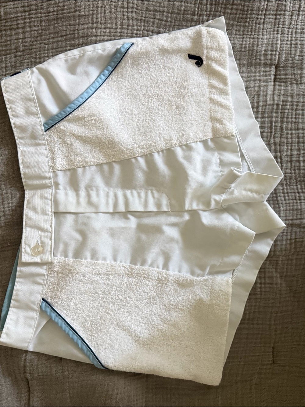 Jantzen Vintage Tennis Shorts White Navy Stripe Terry Pockets Size 32